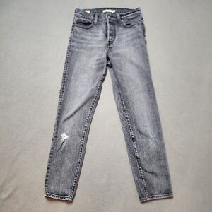 Levis Wedgie Straight Button Fly High Rise Premium Jeans Gray Black Wash Size 26